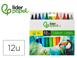 Liderpapel Rotulador Jumbo Caja 12 Unidades Colores Surtidos Punta Gruesa Tinta Lavable