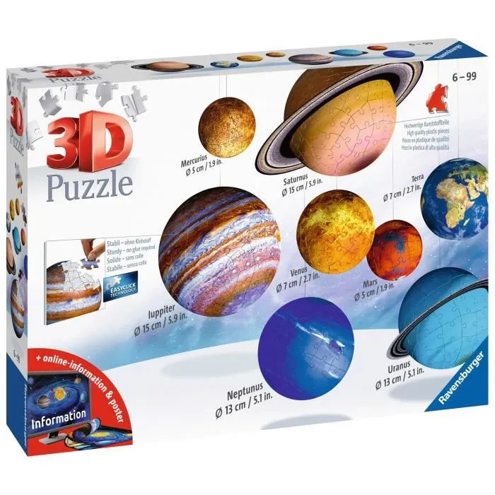 Ravensburger Puzzle Sistema solar 3D para Niños y Adultos 7-99 Años Ravensburger Puzzle Sistema solar 3D para Niños y Adultos 7-99 Años