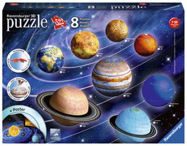 Ravensburger Puzzle 3D Sistema Solar Planetario 11668, 522 Piezas con 8 Planetas, Modelo Decorativo Educativo para Niños +8 años