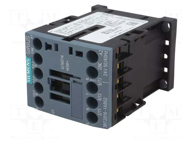 SIEMENS 3RT2016-1AB02 Contactor 3-polar 9A 24VAC