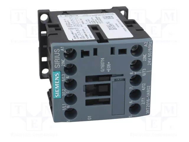SIEMENS 3RT2016-1AB02 Contactor 3-polar 9A 24VAC