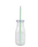 Botella con pajita verde/blanca 33cl
