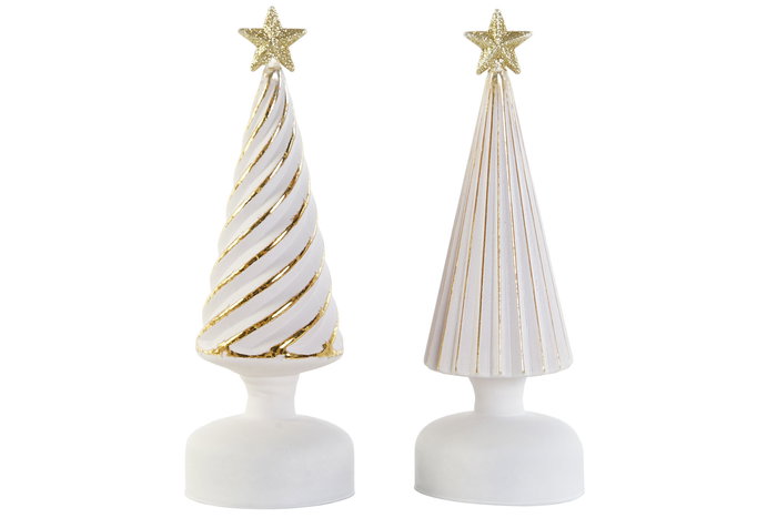 DKD Home Decor Decoración Luminosa Navidad Moderna Blanco Dorado 9 x 25 x 9 cm (2 Unidades)