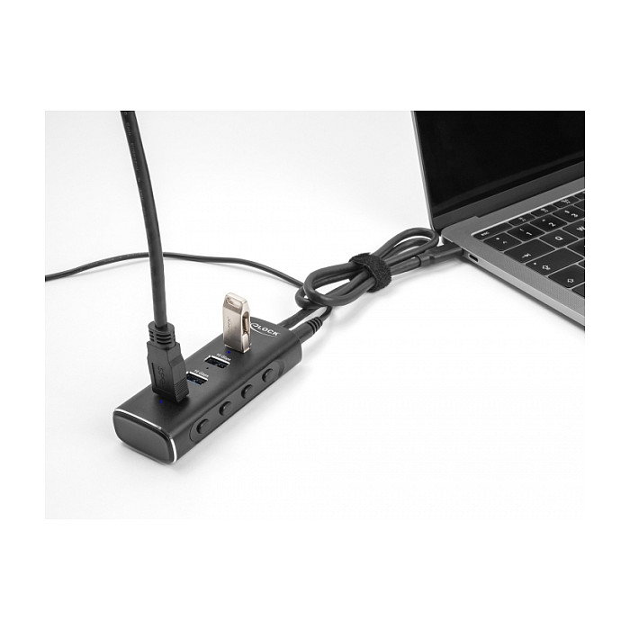 DeLOCK Concentrador USB 4 Puertos Type-C 10 Gbps Negro