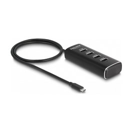 DeLOCK Concentrador USB 4 Puertos Type-C 10 Gbps Negro