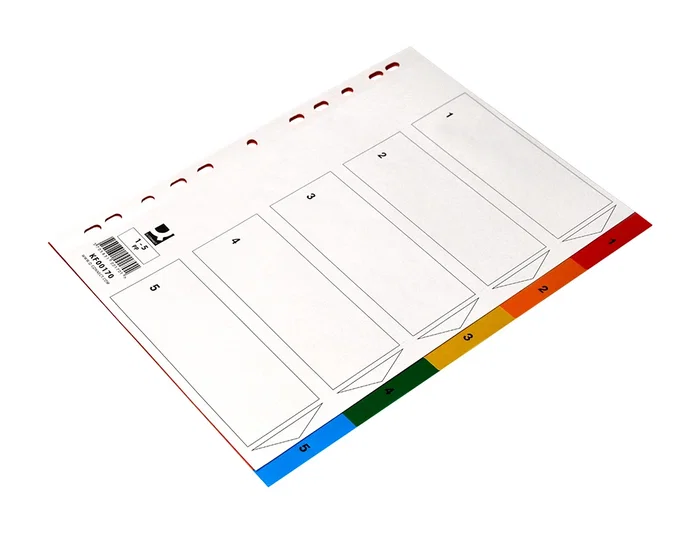 Q-connect Separadores Plástico Juego de 5 Separadores DIN A4 Multitaladro