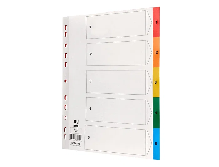 Q-connect Separadores Plástico Juego de 5 Separadores DIN A4 Multitaladro