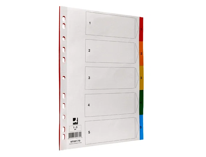 Q-connect Separadores Plástico Juego de 5 Separadores DIN A4 Multitaladro