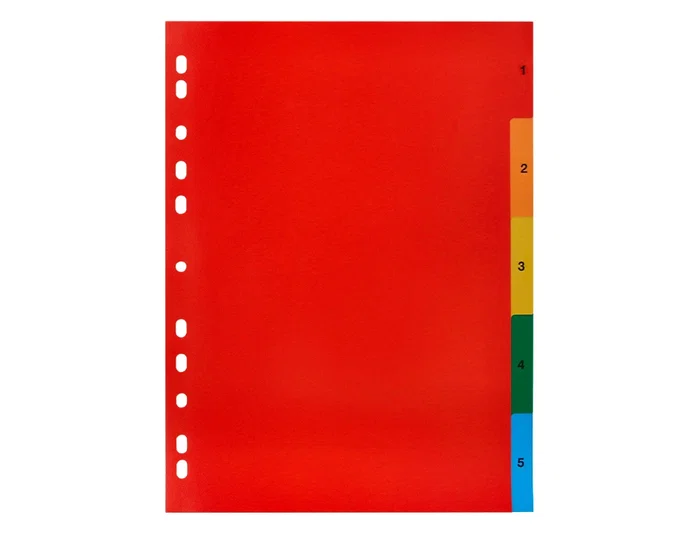 Q-connect Separadores Plástico Juego de 5 Separadores DIN A4 Multitaladro