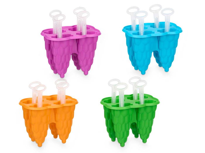 LEKNES Polera de Plástico 4 Huecos, Surtido de Colores (Verde, Naranja, Azul, Fucsia), 11.8 x 13 x 8.5 cm (Set de 24)