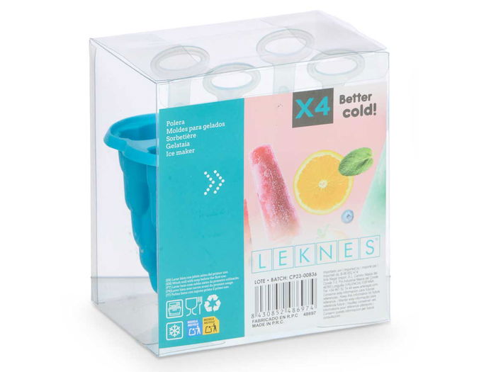 LEKNES Polera de Plástico 4 Huecos, Surtido de Colores (Verde, Naranja, Azul, Fucsia), 11.8 x 13 x 8.5 cm (Set de 24)