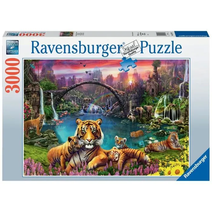 Ravensburger Puzzle 3000 p Tigres en la laguna para adultos y jóvenes a partir de 14 años