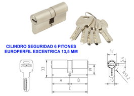 MCM Cilindro de Seguridad Euro Antibumping BPSPN 35x35 R-13.5 Níquel