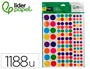 Liderpapel Gomets autoadhesivos figuras de colores y tamaños surtidos bolsa de 10 hojas