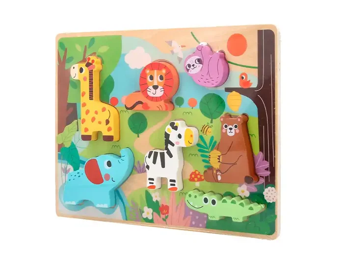 Imaginovo Puzle Infantil Madera 3D Animales +12 Meses 8 Piezas 29,5x22x1,7cm