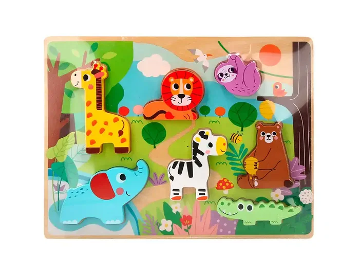 Imaginovo Puzle Infantil Madera 3D Animales +12 Meses 8 Piezas 29,5x22x1,7cm