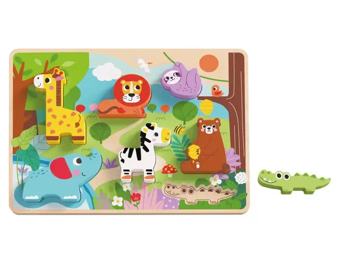 Imaginovo Puzle Infantil Madera 3D Animales +12 Meses 8 Piezas 29,5x22x1,7cm