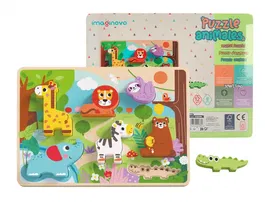 Imaginovo Puzle Infantil Madera 3D Animales +12 Meses 8 Piezas 29,5x22x1,7cm