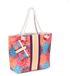 PUCKATOR Bolsa de playa con neceser desmontable mandala, 37x53x15 cm, algodón y poliéster