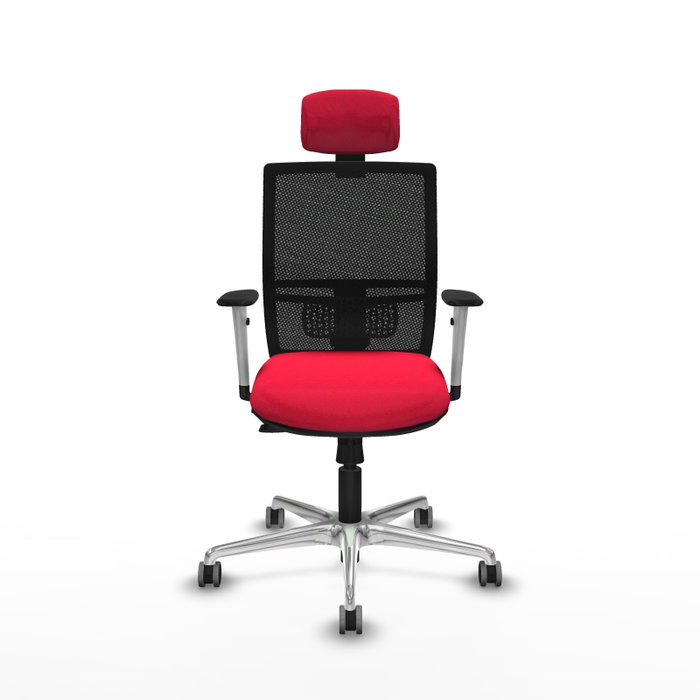 PIQUERAS Y CRESPO Silla de oficina Yunquera con mecanismo Sincro/Traslack, Rojo y Negro