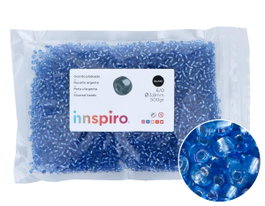 Innspiro Rocalla de Vidrio Redonda Plateado Azul Cyan 3,8mm 500g