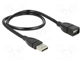 DeLOCK Cable USB 2.0 ShapeCable con conectores Tipo-A macho a hembra, 0,5 m, Negro
