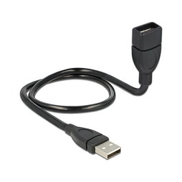 DeLOCK Cable USB 2.0 ShapeCable Tipo-A Macho a Tipo-A Hembra, 0,5 m, Negro