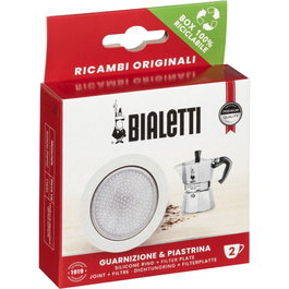 Bialetti Kit de juntas y filtro para Moka Express, Induction y Mini Induction (2 tazas) de color Gris / Plata