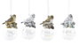 DKD Home Decor Decoración Colgante Pájaro en Resina y Cristal, Surtido de 4, 12 Unidades