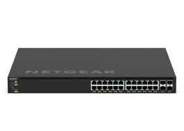 NETGEAR GSM4328-100AJS Switch Gestionado L3 24 Puertos Gigabit PoE+ (PoE 30W) con 4 Puertos SFP+ 10G, Apilable, 1U Negro - Para Montaje en Rack
