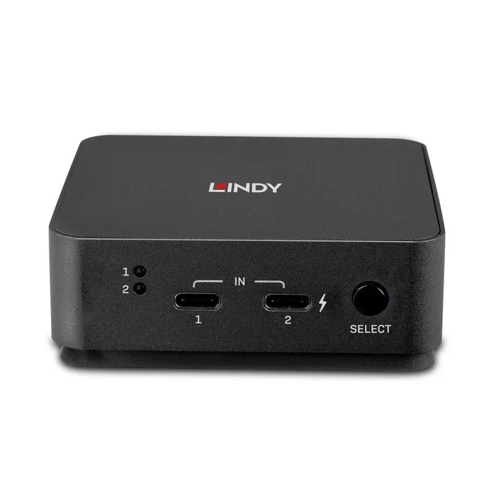 Lindy 42321 Conmutador KVM 2 Ordenadores con 4K Ultra HD 60Hz HDMI 2.0, USB-C con Power Delivery 100W, Carcasa de Metal Gris