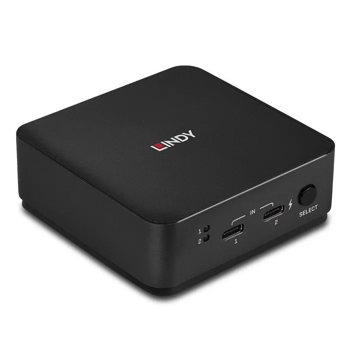 Lindy 42321 Conmutador KVM 2 Ordenadores con 4K Ultra HD 60Hz HDMI 2.0, USB-C con Power Delivery 100W, Carcasa de Metal Gris