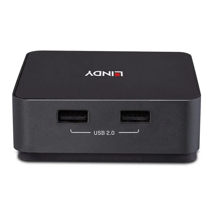 Lindy 42321 Conmutador KVM 2 Ordenadores con 4K Ultra HD 60Hz HDMI 2.0, USB-C con Power Delivery 100W, Carcasa de Metal Gris