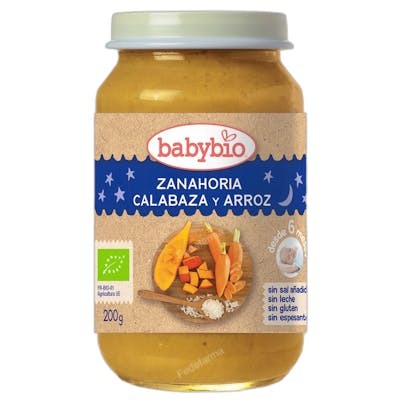 BABYBIO Buenas Noches Zanahoria, Calabaza y Arroz 200 g
