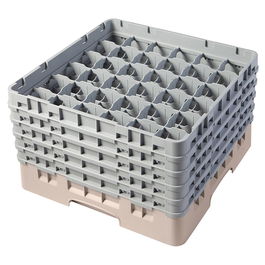 CAMBRO - 36S958-184 - Cesta de lavado 36 comp. 5 alturas - 7,2 cm Ø máx. - alt. máx. 25,8 cm - 50 x 50 x 30,8 cm - Beige