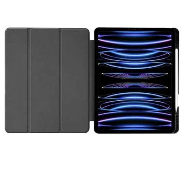 Just in Case Funda para iPad Pro 12.9'' (2021/2022) - Funda Trifold con Soporte Magnético y Portabolígrafo en Cuero y TPU, Negro, Ref. 9758261
