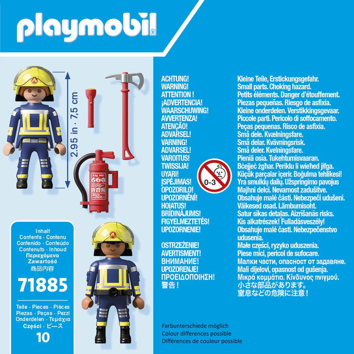 PLAYMOBIL 71885 Duo Pack Bomberos - Figuras de Acción con Viseras Abatibles, Hacha, Linterna y Extintor - Juguete +4 Años