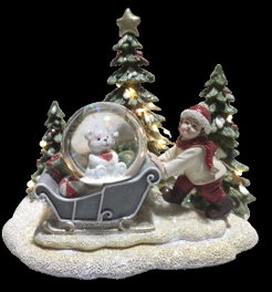 DKD Home Decor Figura de Resina con LED de Trineo (Surtido de 2)
