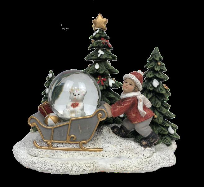 DKD Home Decor Figura de Resina con LED de Trineo (Surtido de 2)