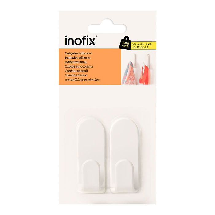 Inofix Colgador Adhesivo Taga Blanco 2 uds Soporte Máximo 1,5 kg