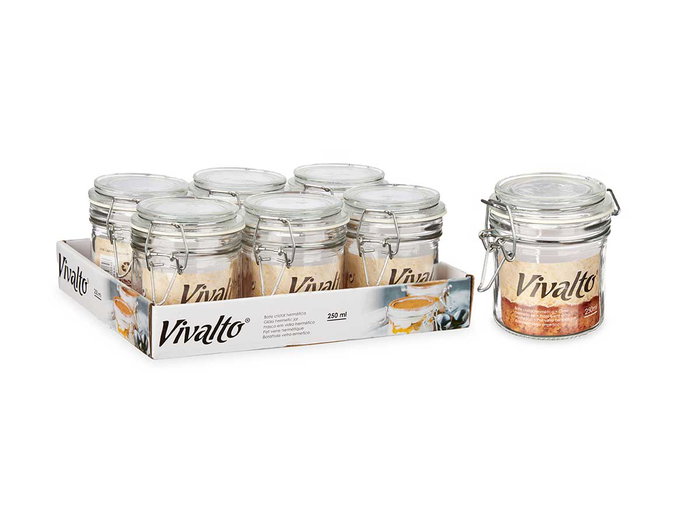 Vivalto Tarro Conserva Hermetico Vidrio Transparente 250 ml 11.5 x 10 x 8.5 cm (Set de 36)