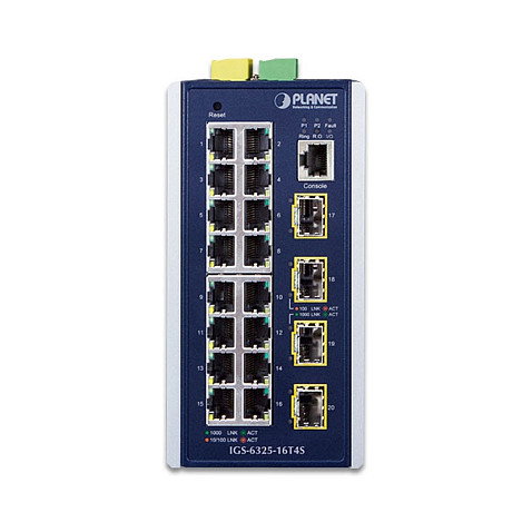 Planet IGS-6325-16T4S Conmutador Gestionado Capa 3, 16 Puertos Gigabit Ethernet + 4 Puertos SFP, Montaje Pared/DIN