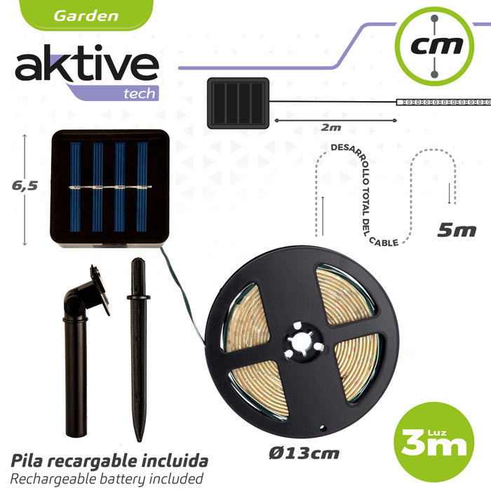 AKTIVE Tira LED Solar Multicolor