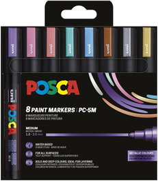 Marcador T.Opaca No Perm. Uni Posca 1,8 (Pc-5M) Colores Fluor Estuche De 8