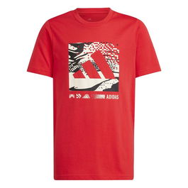 Camiseta de Manga Corta Infantil Adidas Camo Logo Rojo