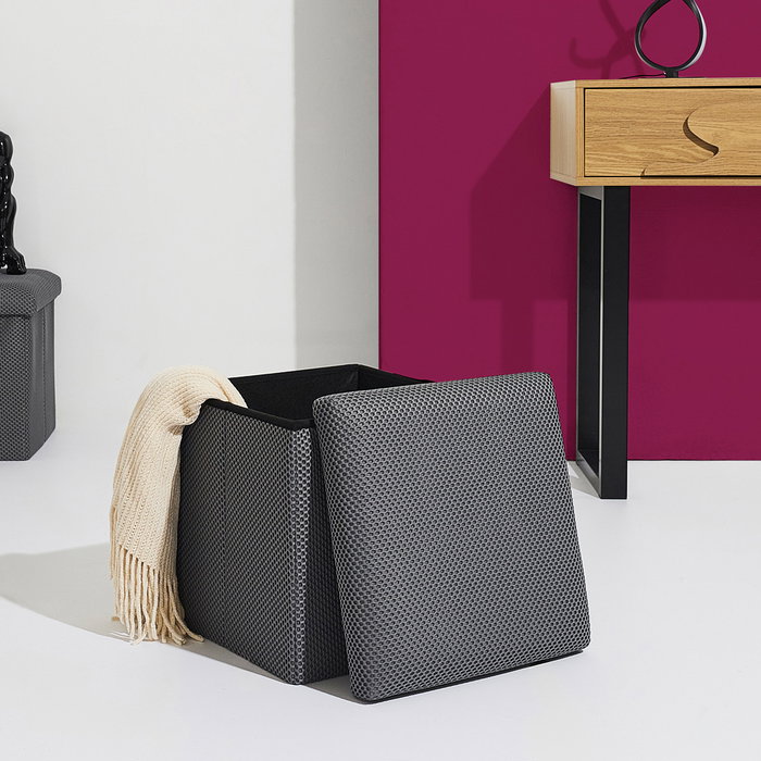 Home Deco Factory Puf Plegable Atom Gris 38x38x38 cm Estructura Madera MDF Tapizado Poliéster Home Deco Factory Puf Plegable Atom Gris 38x38x38 cm Estructura Madera MDF Tapizado Poliéster