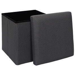 Home Deco Factory Puf Plegable Atom Gris 38x38x38 cm Estructura Madera MDF Tapizado Poliéster