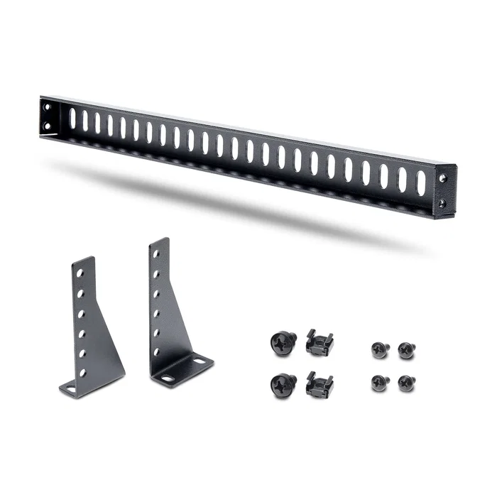 StarTech.com 12S-CABLE-LACING-BAR - Barra Horizontal de Gestión de Cables 1U para Rack de 19" - Profundidad Ajustable (40-96mm) - Guía para Cableado, Negro, Acero