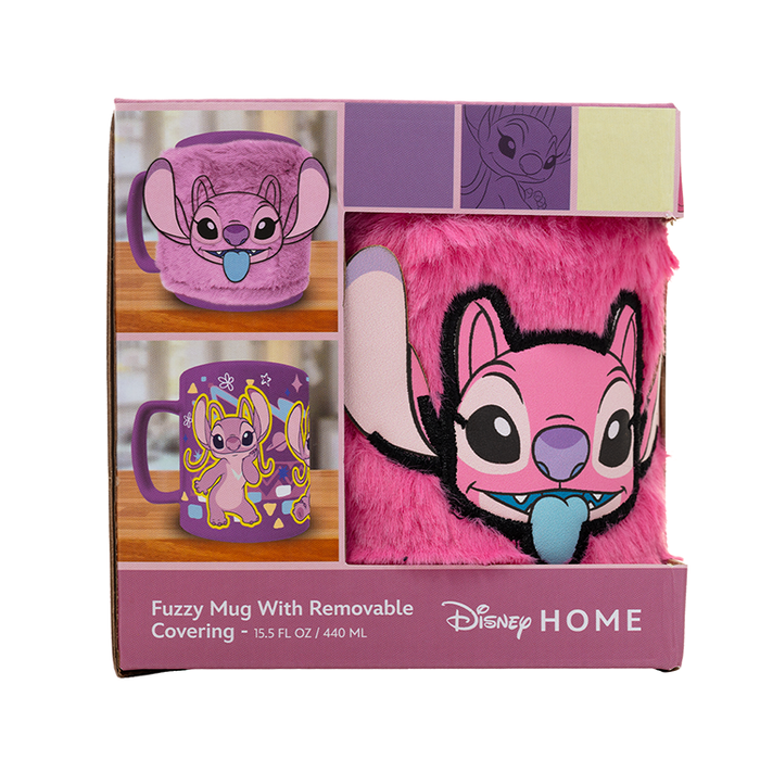 PYRAMID Taza funda de peluche Angel Disney 440ml Cerámica con funda de Nylon Apta microondas y lavavajillas