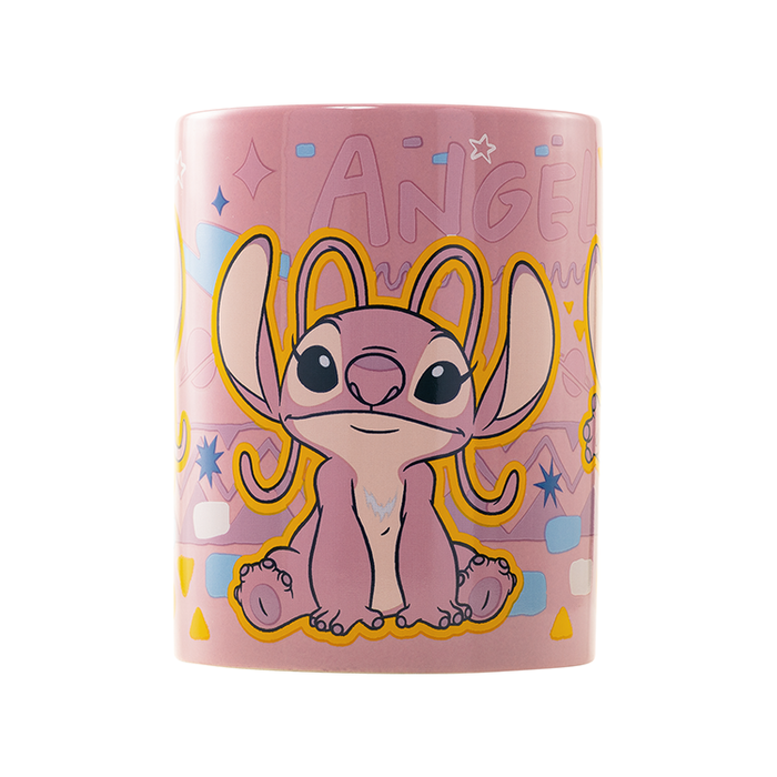 PYRAMID Taza funda de peluche Angel Disney 440ml Cerámica con funda de Nylon Apta microondas y lavavajillas